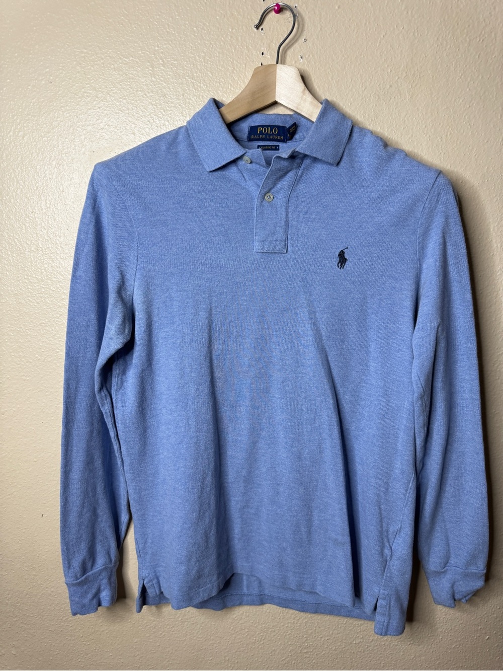 Polo Ralph Lauren Polo Shirt Men's Small Blue Classic Fit Long Sleeve